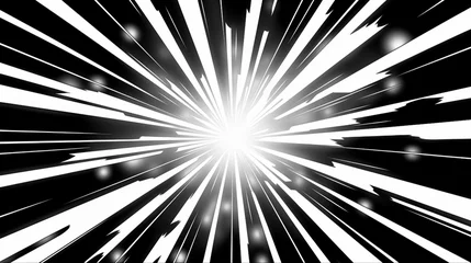 Foto auf Alu-Dibond Black and white comic blast boom explosion line sun ray diagonal speed lines background 16-9 ratio © Rames studio