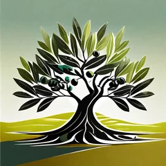 Fototapeten tree olive silhouette logo © BHAGWATI