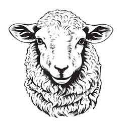 Farm cute little lamb head hand drawn sketch Vector illustration animals © BigJoy
