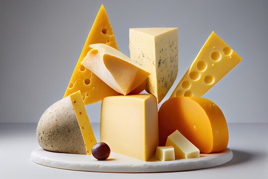 piece of cheese isolated on white background.