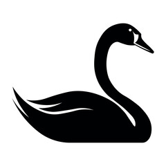 Swan black vector icon on white background