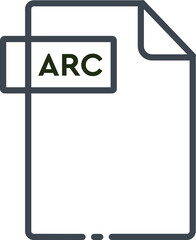 ARC File format minimal icon with black outline
