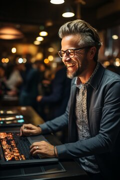 Software developer presenting a groundbreaking HTML code feature to a diverse team of excited colleagues, Generative AI