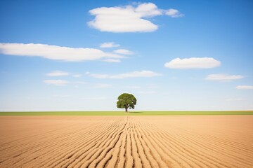 Fototapeta na wymiar a lone tree in the middle of a crop circle
