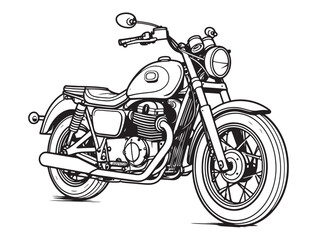 Retro Motorcycle sketch hand drawn Vector illustration Retro transport