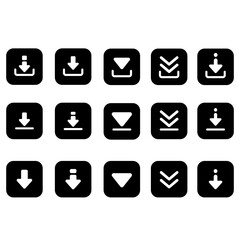 Download icon vector set. Upload button illustration collection. Load symbol or logo.