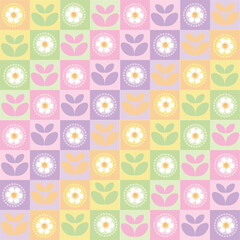 floral patterns in squares for backgrounds, wallpaper, fabric, wrapping, etc