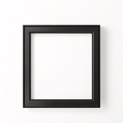 Lienzo en blanco vacío con marco decorativo negro sobre una maqueta de fondo blanco