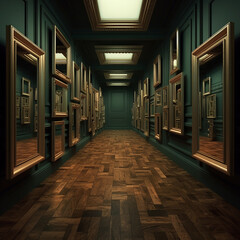 Abstract Hallway filled with Doors, AI Generated
