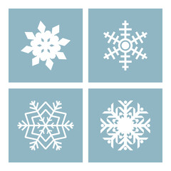 Snowflakes symbol set. Ice crystals icon. Quadruple snowflake vector illustration