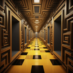 Fototapeta premium Abstract Hallway filled with Doors, AI Generated