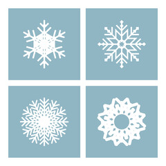 Snowflakes symbol set. Ice crystals icon. Quadruple snowflake vector illustration