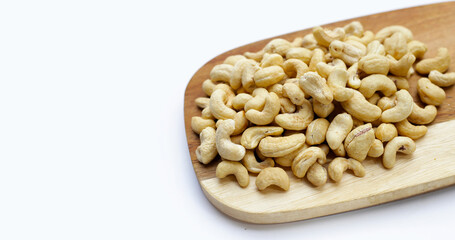 Cashew nuts on white background.