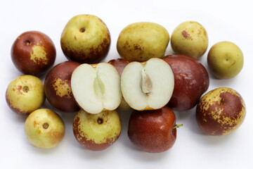 Fresh jujube fruit on white background