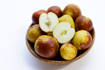 Fresh jujube fruit on white background