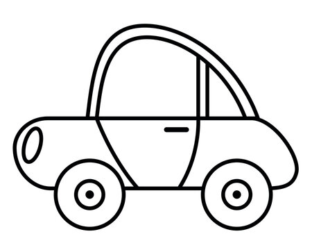 car - black and white cartoon vector illustration, isolated on white