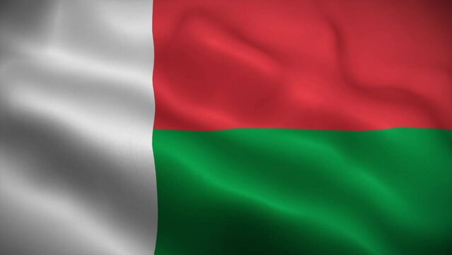 Madagascar flag waving animation, perfect loop, official colors, 4K video