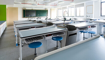 Empty chemistry laboratory in the school © xy