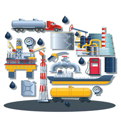 Oil and Gas Industry Illustration. The variety of  represents the different aspects of the oil and gas industry.