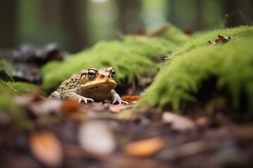 Obraz premium toad on a shady forest floor with ferns