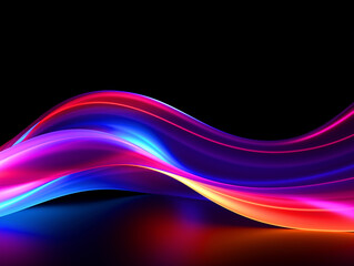 Colorful glowing neon lines background - ai generative