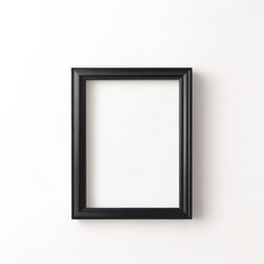 Lienzo en blanco vac&iacute;o con marco decorativo negro sobre una maqueta de fondo blanco