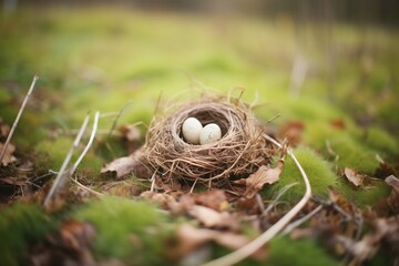 freshly built vole nest in early spring