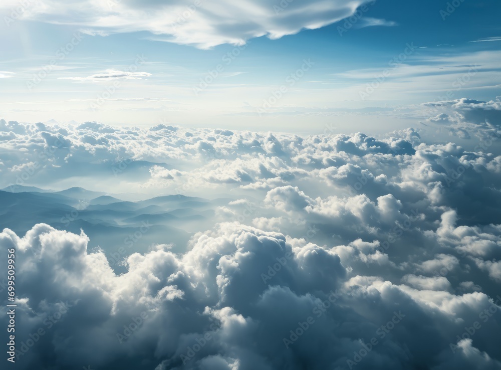 Poster aerial view of clouds and mountain
