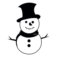 Snowman black vector icon on white background