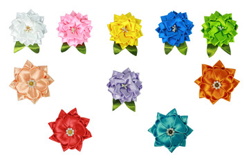 colorful Handmade Fabric Flowers brooch png