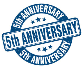5th anniversary stamp. 5th anniversary label. round grunge sign