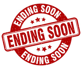 ending soon stamp. ending soon label. round grunge sign