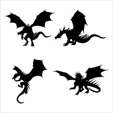 Collection of silhouettes of a dragon