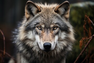 Naklejka na ściany i meble gray wolf canis lupus