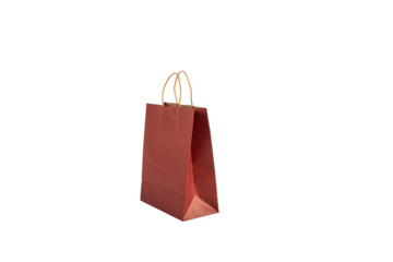 Red paper bag isolated on transparent background.
