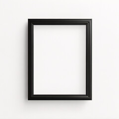 Lienzo en blanco vac&iacute;o con marco decorativo negro sobre una maqueta de fondo blanco	