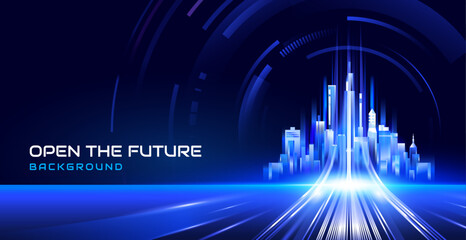 Gradient smart city and high speed background © Brightlord