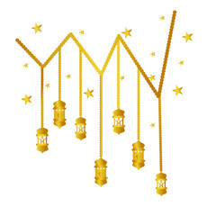 Golden islamic lantern 