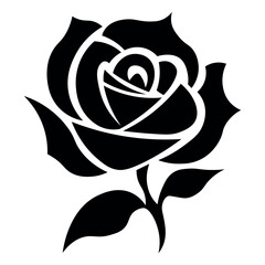 Rose black vector icon on white background