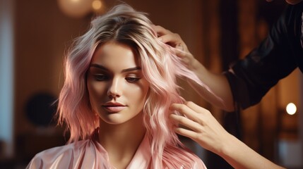 Fototapeta premium Hairdresser at hair salon