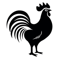 Rooster black vector icon on white background