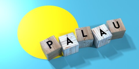 Fototapeta premium Palau - wooden cubes and country flag - 3D illustration