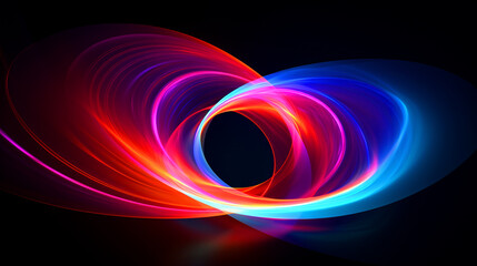 Spiral colorful neon lights glowing background - ai generative