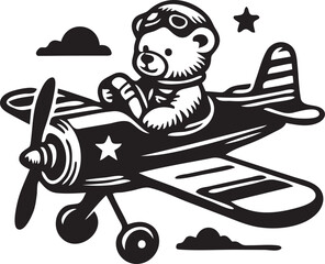 Teddyb&auml;r in Flugzeug f&uuml;r Kinder
