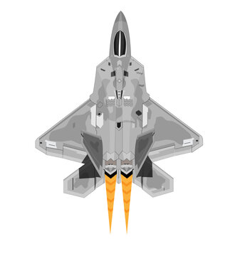 Lockheed Martin F-22 Raptor Vertical Climb with Afterburner Vector Drawing 