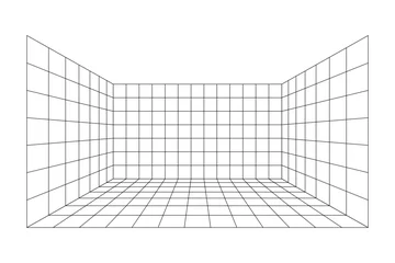 Deurstickers Perspective grid room background vector illustration. © HaqueMukul
