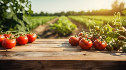 tomatoes on a table in the field