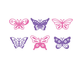set of butterflies vector design simple icon illustrations collections element isolated