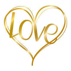 Golden Heart vector set, Heart shape vector set, Love symbols on Valentines day, Heart collection on white background vector illustration