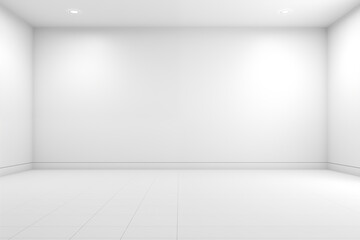 The room is open, white, simple, cool, minimal style.